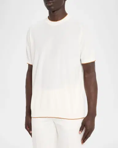 Kiton Men's Cotton Pique Short-Sleeve Crewneck Sweater | Thumbnail 4