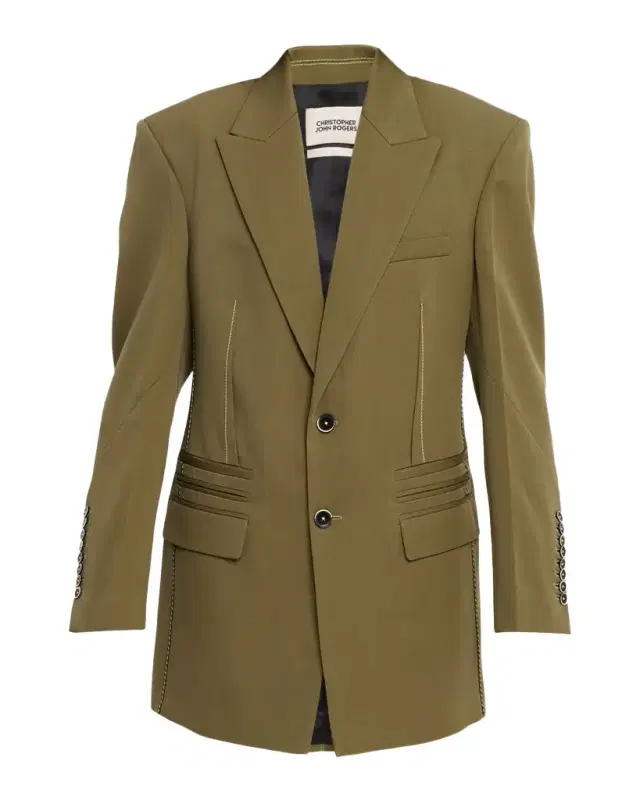 Oversized Cinched-Back Single-Breasted Jacket