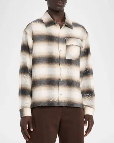 REPRESENT Men's All-Over Initial Flannel Snap-Front Shirt | Thumbnail 3 REPRESENT Men's All-Over Initial Flannel Snap-Front Shirt | Thumbnail 3