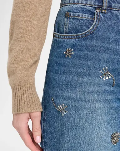 Weekend Max Mara Beaded Cotton Denim Crop Jeans | Thumbnail 4 Weekend Max Mara Beaded Cotton Denim Crop Jeans | Thumbnail 4