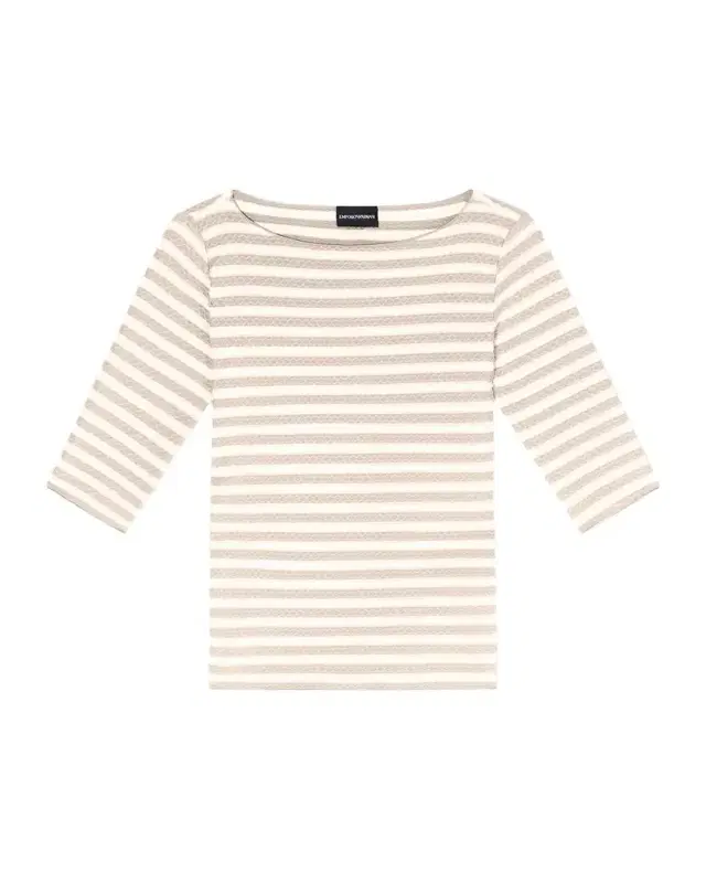 Stripe Elbow-Sleeve Jersey Tee