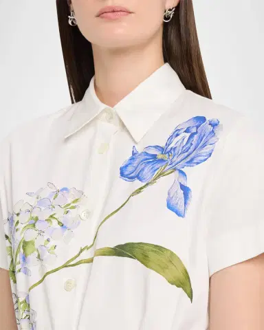 Monique Lhuillier Floral Cotton Short-Sleeve Midi Shirtdress | Thumbnail 5 Monique Lhuillier Floral Cotton Short-Sleeve Midi Shirtdress | Thumbnail 5