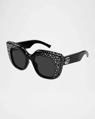 Gucci 50mm Crystal-Embellished Square Sunglasses | Thumbnail 2 Gucci 50mm Crystal-Embellished Square Sunglasses | Thumbnail 2