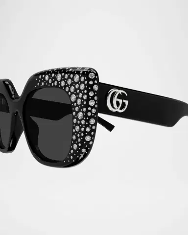 Gucci 50mm Crystal-Embellished Square Sunglasses | Thumbnail 3 Gucci 50mm Crystal-Embellished Square Sunglasses | Thumbnail 3