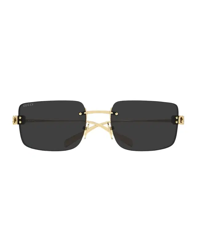 Gucci Logo 61mm Metal Rectangular Sunglasses