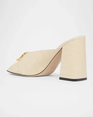 Valentino Garavani 95mm VLogo Signature Croc-Embossed Leather Mules | Thumbnail 3 Valentino Garavani 95mm VLogo Signature Croc-Embossed Leather Mules | Thumbnail 3