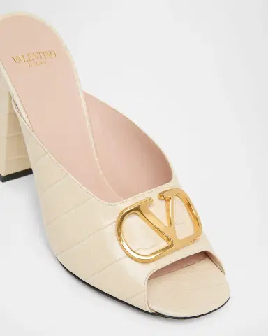 Valentino Garavani 95mm VLogo Signature Croc-Embossed Leather Mules | Thumbnail 4 Valentino Garavani 95mm VLogo Signature Croc-Embossed Leather Mules | Thumbnail 4