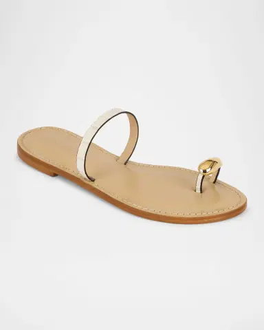 AMANU The Kibera Croc-Embossed Leather Toe-Ring Flat Sandals | Thumbnail 2