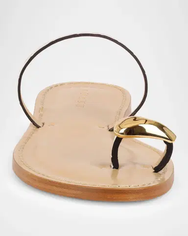 AMANU The Kibera Croc-Embossed Leather Toe-Ring Flat Sandals | Thumbnail 5