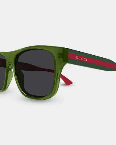 Gucci Men's GG2119S-003 Green and Red Acetate Rectangle Sunglasses | Thumbnail 3