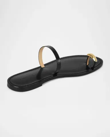 AMANU The Kibera Croc-Embossed Leather Toe-Ring Flat Sandals | Thumbnail 2