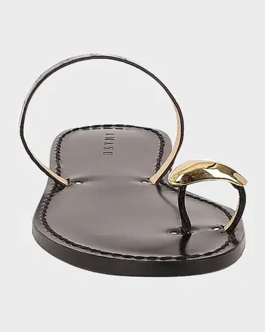 AMANU The Kibera Croc-Embossed Leather Toe-Ring Flat Sandals | Thumbnail 3