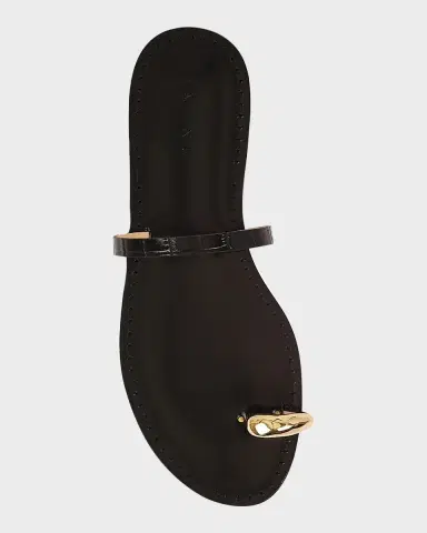 AMANU The Kibera Croc-Embossed Leather Toe-Ring Flat Sandals | Thumbnail 4