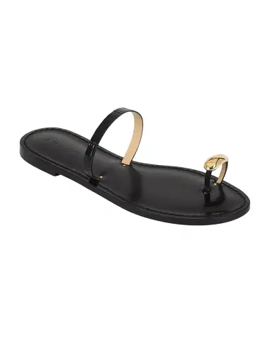 AMANU The Kibera Croc-Embossed Leather Toe-Ring Flat Sandals | Thumbnail 1