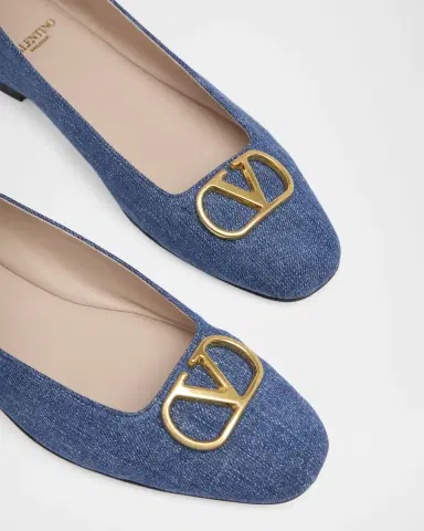 Valentino Garavani VLogo Signature Denim Ballerina Flats | Thumbnail 5 Valentino Garavani VLogo Signature Denim Ballerina Flats | Thumbnail 5