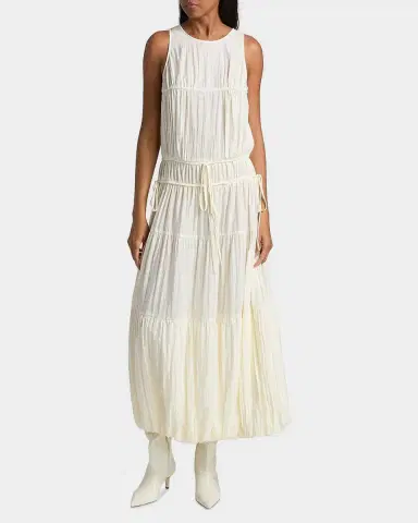 Co Soft Pleated Turn Up Midi Dress | Thumbnail 4 Co Soft Pleated Turn Up Midi Dress | Thumbnail 4
