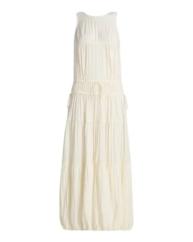 Soft Pleated Turn Up Midi Dress