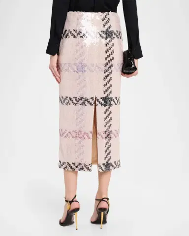 Brandon Maxwell The Mercer Paillette Check Midi Skirt | Thumbnail 3 Brandon Maxwell The Mercer Paillette Check Midi Skirt | Thumbnail 3