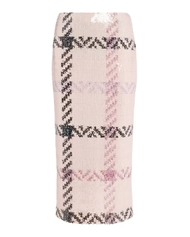The Mercer Paillette Check Midi Skirt