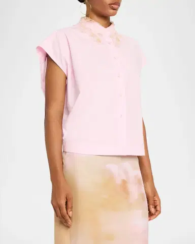 FABIANA FILIPPI Lace-Trim Cotton Poplin Shirt | Thumbnail 3 FABIANA FILIPPI Lace-Trim Cotton Poplin Shirt | Thumbnail 3