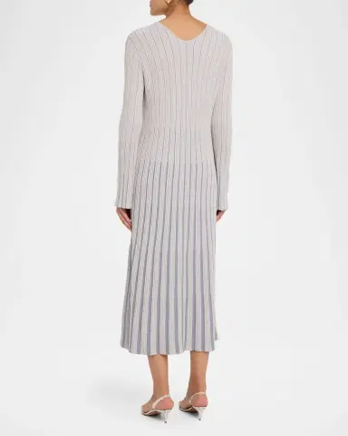 Emporio Armani Long-Sleeve V-Neck Midi Dress | Thumbnail 3 Emporio Armani Long-Sleeve V-Neck Midi Dress | Thumbnail 3