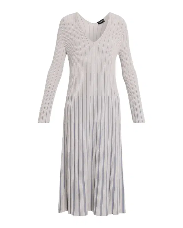 Long-Sleeve V-Neck Midi Dress