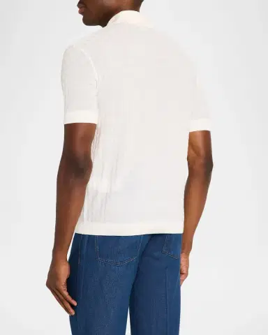 Emporio Armani Men's Wool Basketweave Knit Polo Sweater | Thumbnail 3