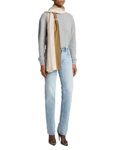 Saint Laurent Cassandre Striped Stole in Cotton and Silk | Thumbnail 1