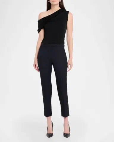 Alexander McQueen Mid-Rise Wool Slim-Leg Ankle Trousers | Thumbnail 5