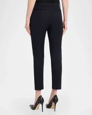Alexander McQueen Mid-Rise Wool Slim-Leg Ankle Trousers | Thumbnail 6