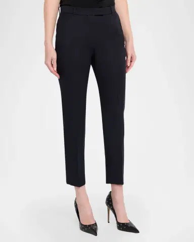 Alexander McQueen Mid-Rise Wool Slim-Leg Ankle Trousers | Thumbnail 7