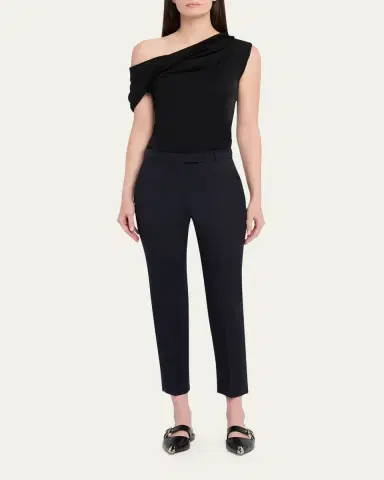 Alexander McQueen Mid-Rise Wool Slim-Leg Ankle Trousers | Thumbnail 10
