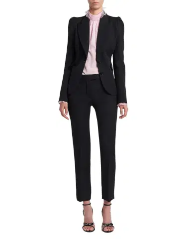 Alexander McQueen Mid-Rise Wool Slim-Leg Ankle Trousers | Thumbnail 1
