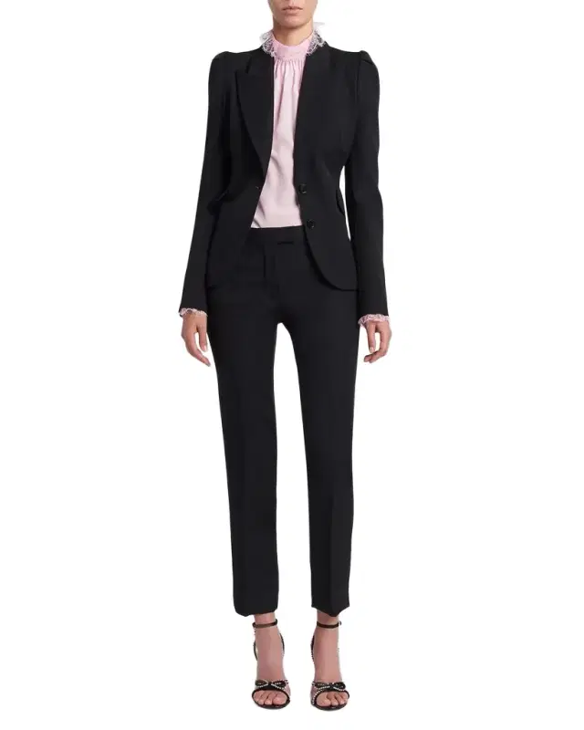 Mid-Rise Wool Slim-Leg Ankle Trousers