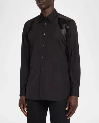 McQueen Men's Harness Cotton Satin-Trim Sport Shirt | Thumbnail 4
