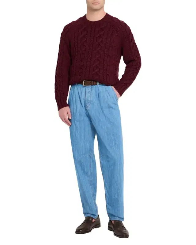 Denim Mid-Rise Tapered-Leg Pants