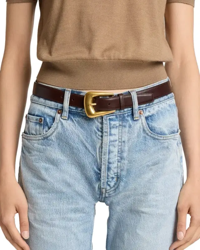 Folk Buckle Belt in Calfskin Leather