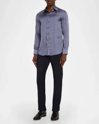 Emporio Armani Men's Blurred Abstract Polyester Sport Shirt | Thumbnail 2