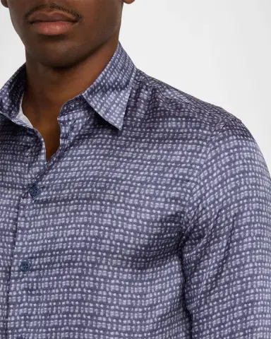 Emporio Armani Men's Blurred Abstract Polyester Sport Shirt | Thumbnail 5