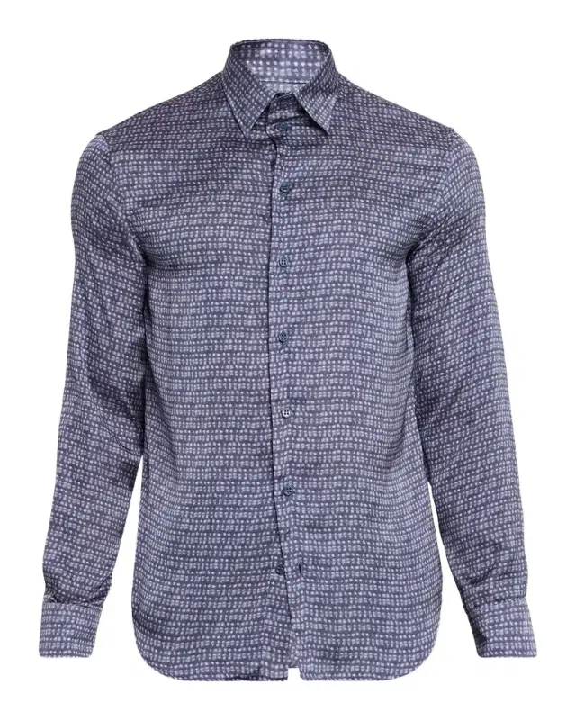 Men's Blurred Abstract Polyester Sport Shirt