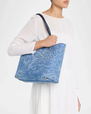 Etro Paisley Jacquard Denim Shopping Tote Bag | Thumbnail 2 Etro Paisley Jacquard Denim Shopping Tote Bag | Thumbnail 2