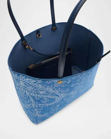 Etro Paisley Jacquard Denim Shopping Tote Bag | Thumbnail 4 Etro Paisley Jacquard Denim Shopping Tote Bag | Thumbnail 4