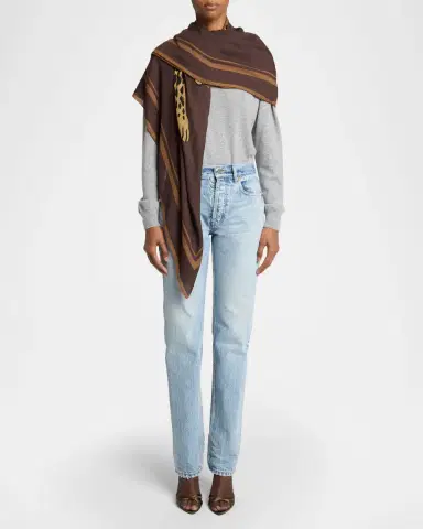 Saint Laurent Cassandre Square Scarf in Wool Twill | Thumbnail 2