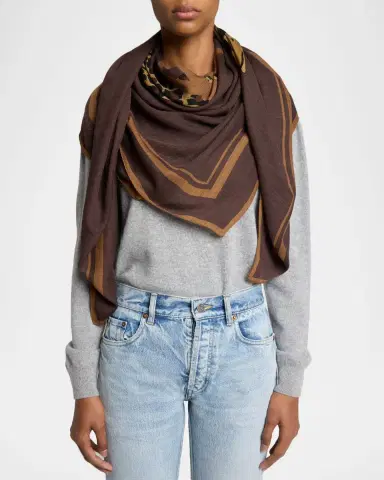Saint Laurent Cassandre Square Scarf in Wool Twill | Thumbnail 3