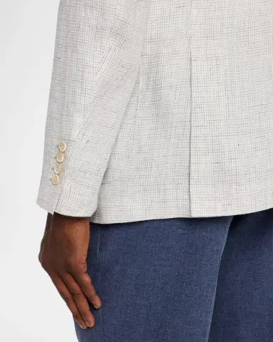 Brunello Cucinelli Men's Linen Houndstooth Deconstructed Blazer | Thumbnail 7 Brunello Cucinelli Men's Linen Houndstooth Deconstructed Blazer | Thumbnail 7