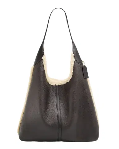 Coach Shearling-Trim Leather Shoulder Bag | Thumbnail 1 Coach Shearling-Trim Leather Shoulder Bag | Thumbnail 1