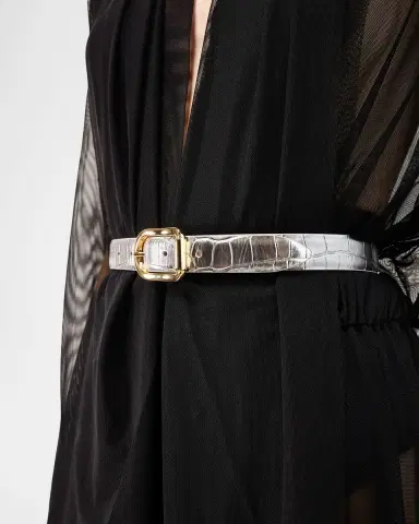 Déhanche Mija Mirror Croc-Embossed Leather Belt | Thumbnail 2 Déhanche Mija Mirror Croc-Embossed Leather Belt | Thumbnail 2
