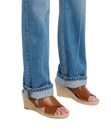 Tory Burch Turnlock Leather Slingback Espadrille Wedge Sandals | Thumbnail 1 Tory Burch Turnlock Leather Slingback Espadrille Wedge Sandals | Thumbnail 1