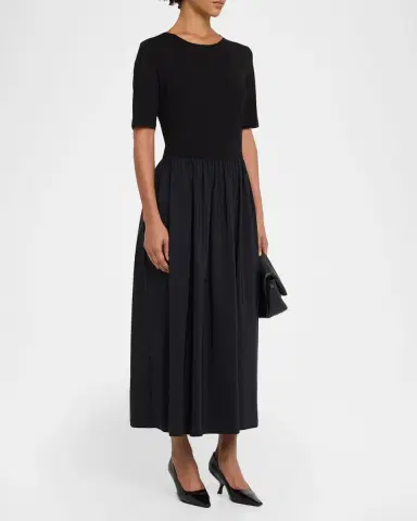 Emporio Armani Viscose Jersey & Taffeta Midi Dress | Thumbnail 4 Emporio Armani Viscose Jersey & Taffeta Midi Dress | Thumbnail 4