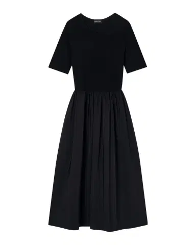 Emporio Armani Viscose Jersey & Taffeta Midi Dress | Thumbnail 1 Emporio Armani Viscose Jersey & Taffeta Midi Dress | Thumbnail 1